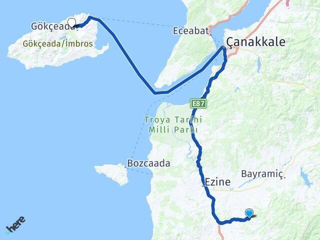Nebiler Gökçeada Havaalanı Arası Kaç Km - Yol Tarifi