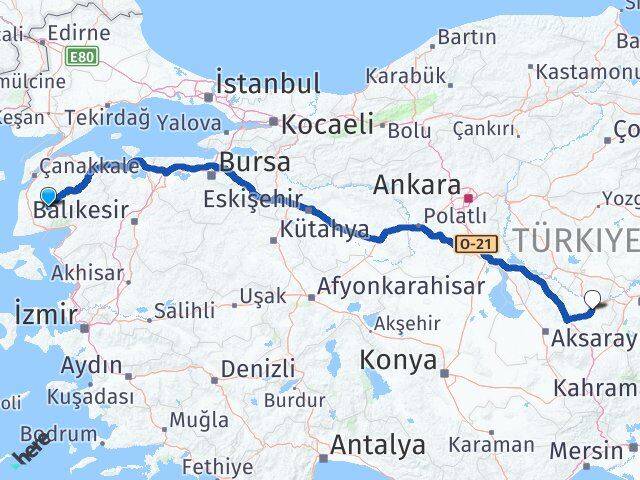 Çanakkale Bayramiç Nevşehir Arası Kaç Km - Yol Haritası