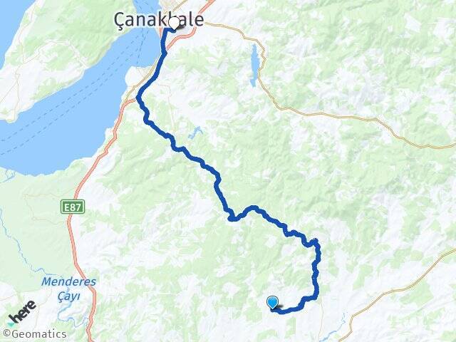 Palamutoba Çanakkale Havalimanı Arası Kaç Km - Yol Tarifi