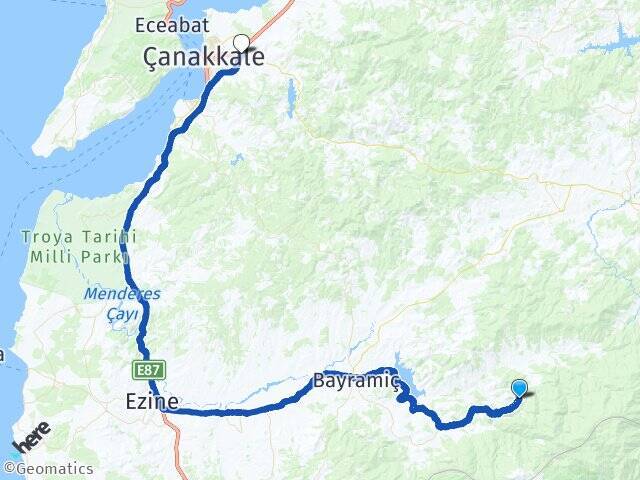 Toluklar Çanakkale Otogarı Arası Kaç Km - Yol Tarifi