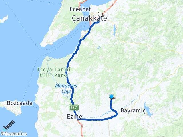 Zeytinli Çanakkale Otogarı Arası Kaç Km - Yol Tarifi