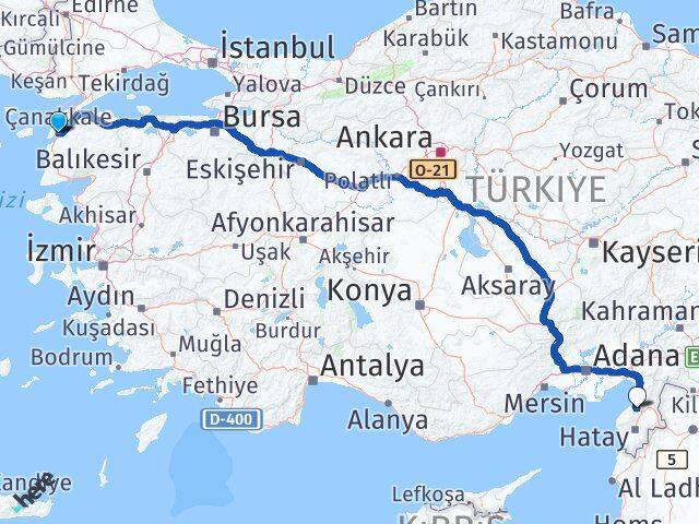 Çanakkale Belen Hatay Arası Kaç Km - Yol Haritası