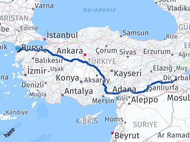 Çanakkale Beşiri Batman Arası Kaç Km - Yol Haritası