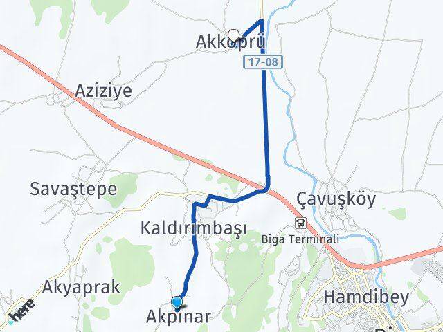 Akpınar Biga Arası Kaç Km - Yol Tarifi