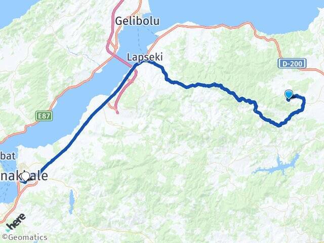 Arabakonağı Çanakkale Havalimanı Arası Kaç Km - Yol Tarifi
