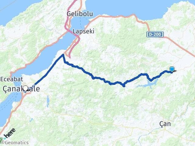 Bakacak Çanakkale Havalimanı Arası Kaç Km - Yol Tarifi