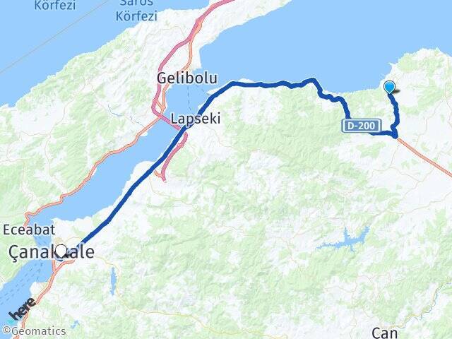 Bekirli Çanakkale Havalimanı Arası Kaç Km - Yol Tarifi