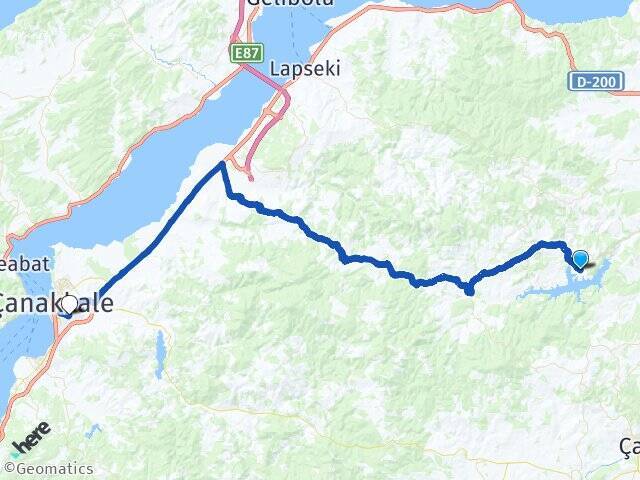 Bezirganlar Çanakkale Havalimanı Arası Kaç Km - Yol Tarifi