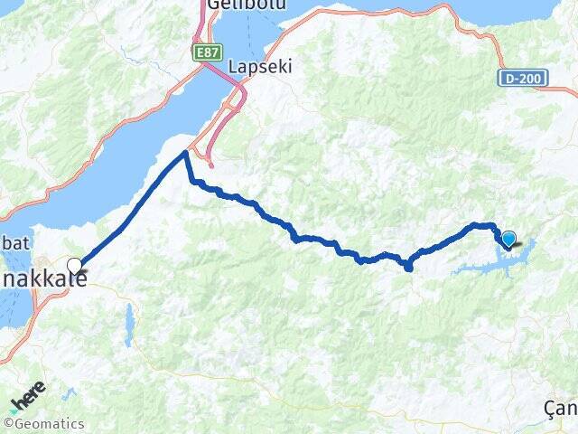 Bezirganlar Çanakkale Otogarı Arası Kaç Km - Yol Tarifi