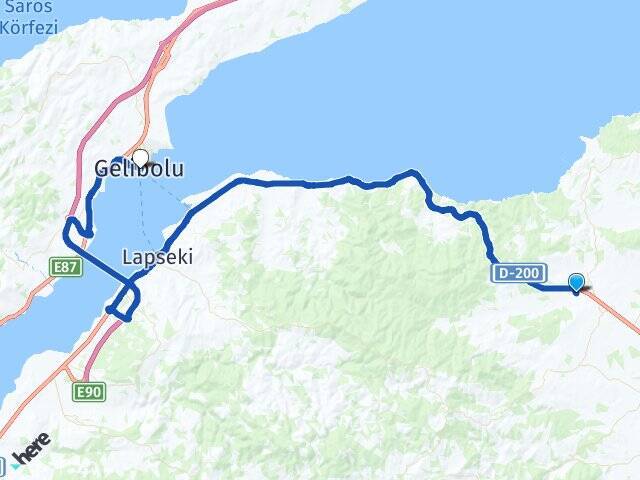 Çınardere Gelibolu Feribot Terminali Arası Kaç Km - Yol Tarifi