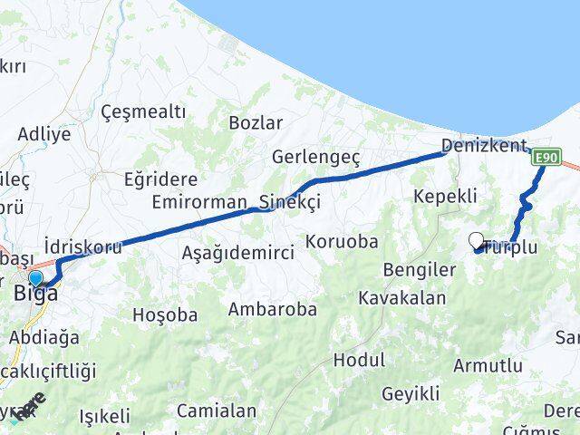 Çanakkale Biga Dışbudak Gönen Balıkesir Arası Kaç Km - Yol Haritası