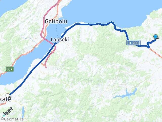 Eskibalıklı Çanakkale Otogarı Arası Kaç Km - Yol Tarifi