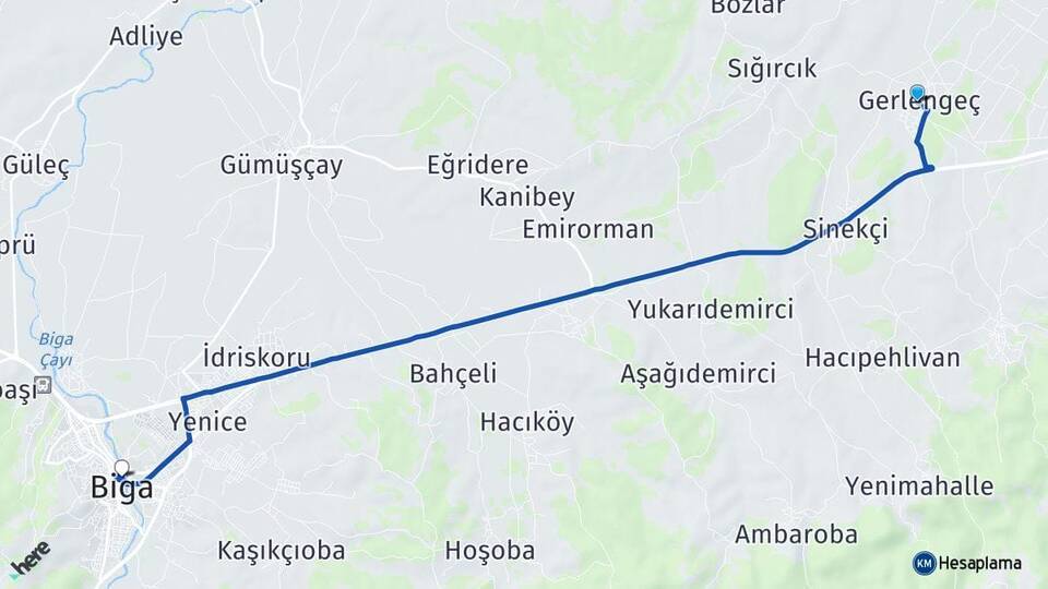 Gerlengeç Biga Arası Kaç Km - Yol Tarifi
