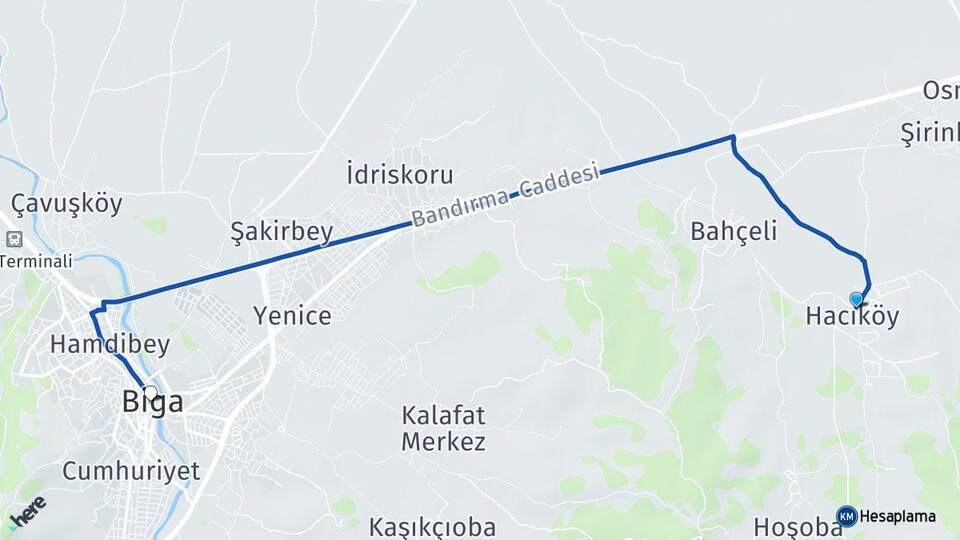 Hacıköy Biga Arası Kaç Km - Yol Tarifi