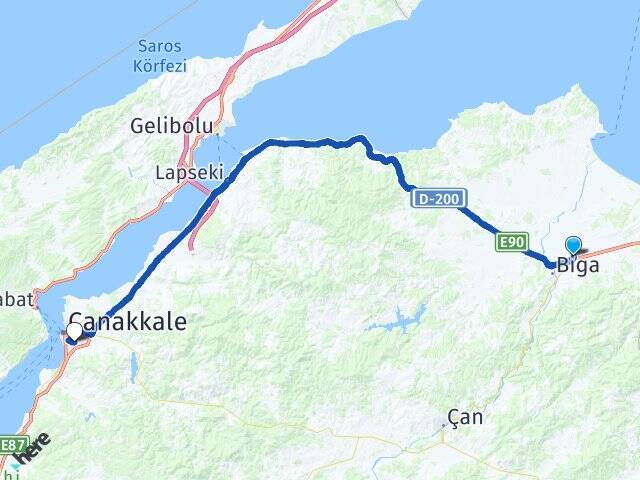 İdriskoru Çanakkale Havalimanı Arası Kaç Km - Yol Tarifi