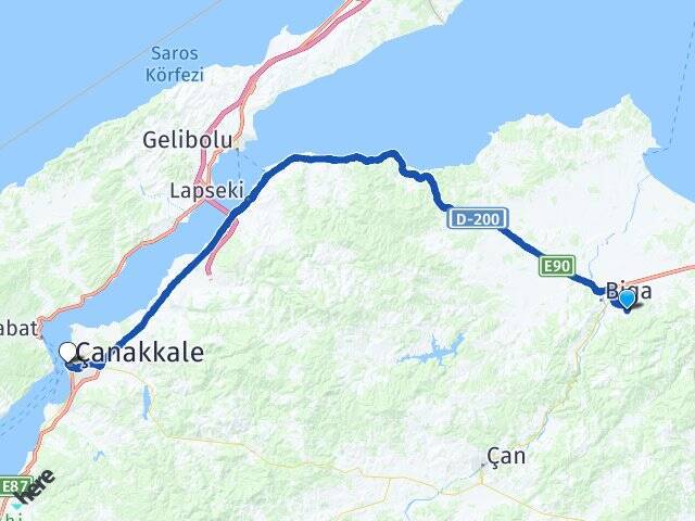 Kaşıkçıoba Çanakkale Feribot İskelesi Arası Kaç Km - Yol Tarifi