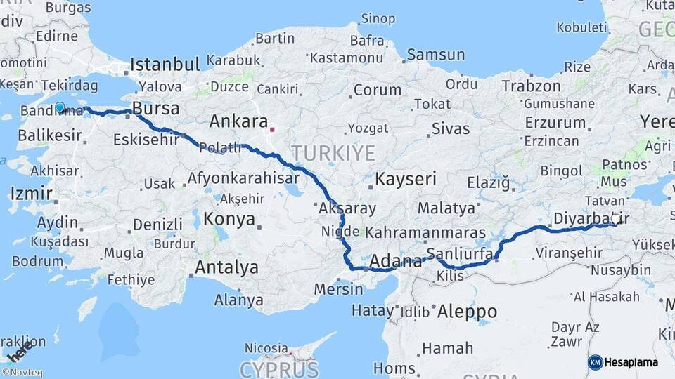 Çanakkale Biga Siirt Arası Kaç Km - Yol Haritası