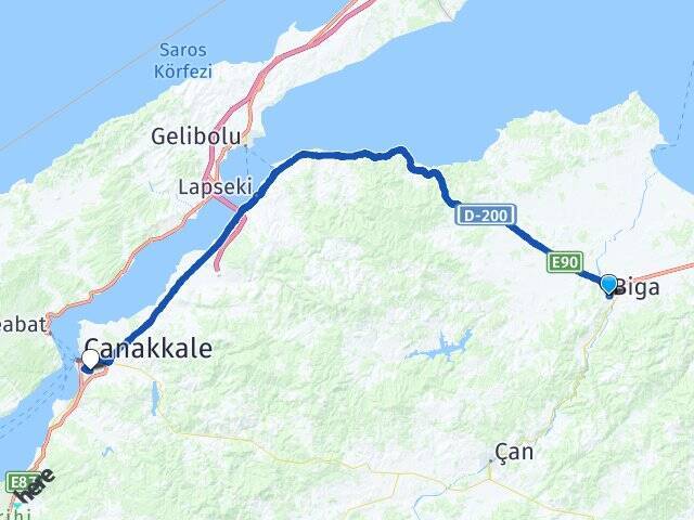 Ulucamii Çanakkale Havalimanı Arası Kaç Km - Yol Tarifi
