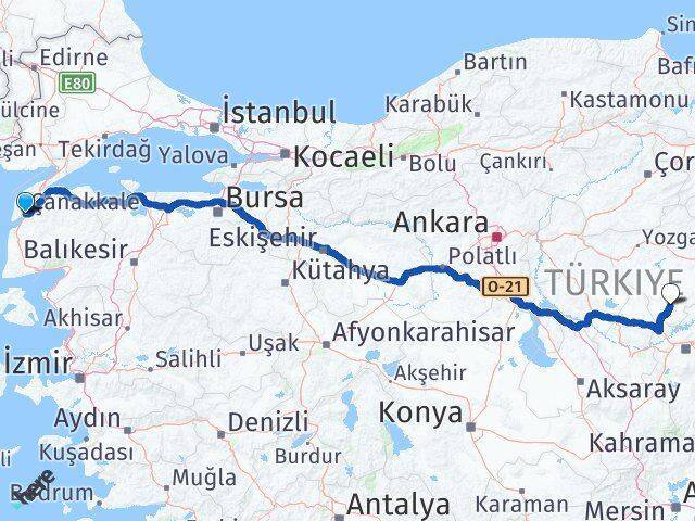 Çanakkale Boğazlıyan Arası Kaç Km - Yol Tarifi