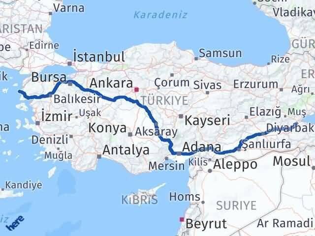 Çanakkale Bozcaada Bitlis Arası Kaç Km - Yol Haritası