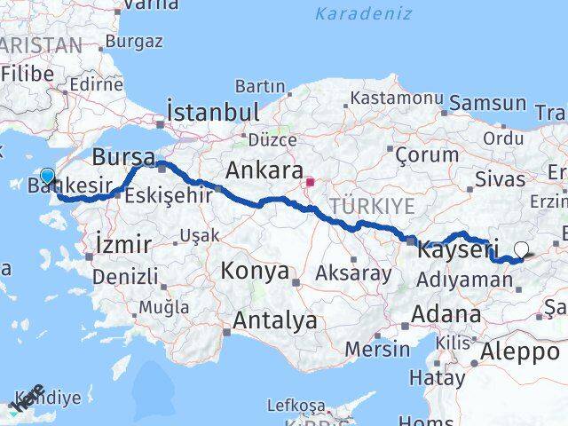 Çanakkale Bozcaada Malatya Arası Kaç Km - Yol Haritası