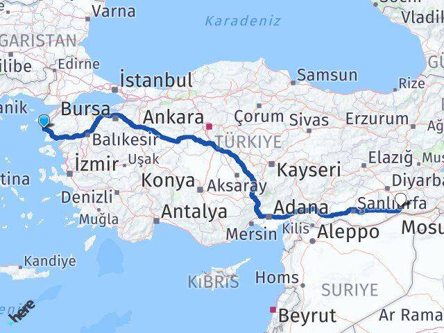 Çanakkale Bozcaada Mardin Arası Kaç Km - Yol Haritası