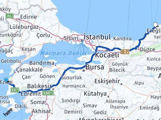 Çanakkale Bozcaada Zonguldak Arası Kaç Km - Yol Haritası
