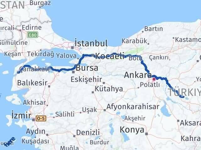 Çanakkale Boztepe Kırşehir Arası Kaç Km - Yol Haritası