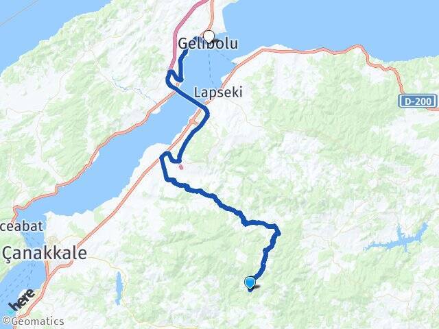 Çamyayla Gelibolu Feribot Terminali Arası Kaç Km - Yol Tarifi