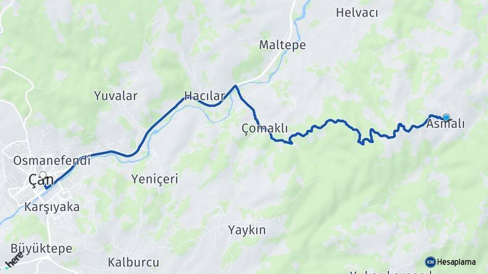 Asmalı Çan Arası Kaç Km - Yol Tarifi