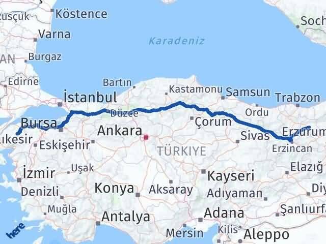 Çanakkale Çan Bayburt Arası Kaç Km - Yol Haritası