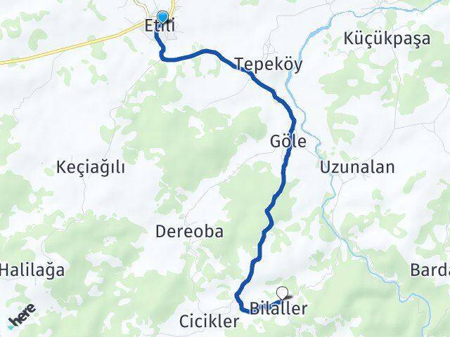 Etili Bilaller Arası Kaç Km - Yol Tarifi