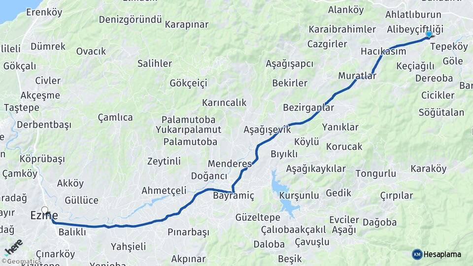 Etili Ezine Arası Kaç Km - Yol Tarifi