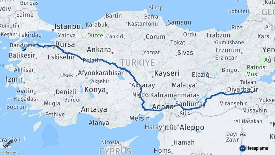 Çanakkale Çan Siirt Arası Kaç Km - Yol Haritası