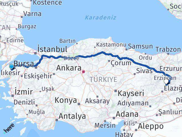 Çanakkale Çan Tunceli Arası Kaç Km - Yol Haritası