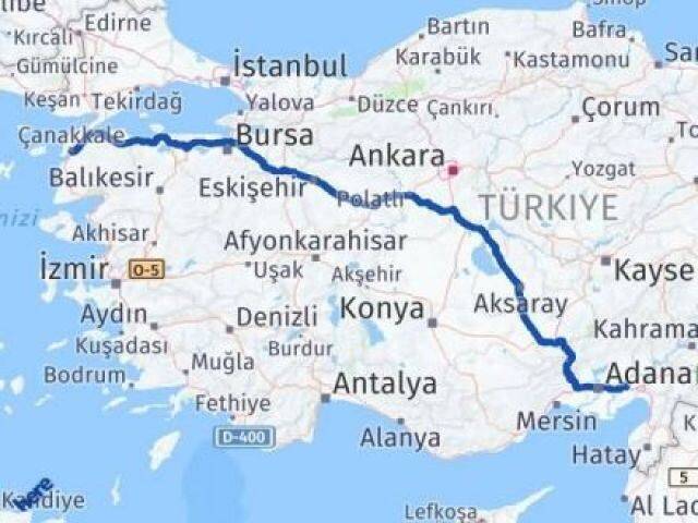 Çanakkale Ceyhan Adana Arası Kaç Km - Yol Haritası