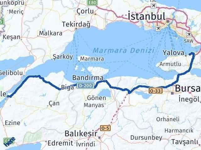 Çanakkale Çiftlikköy Arası Kaç Km - Yol Tarifi