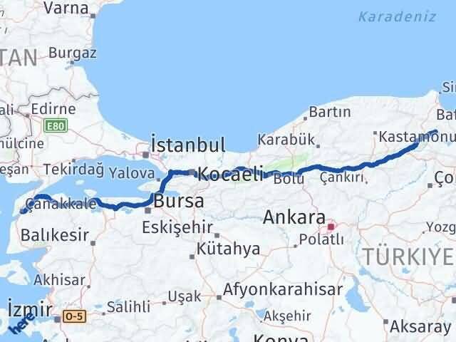 Çanakkale Durağan Arası Kaç Km - Yol Tarifi