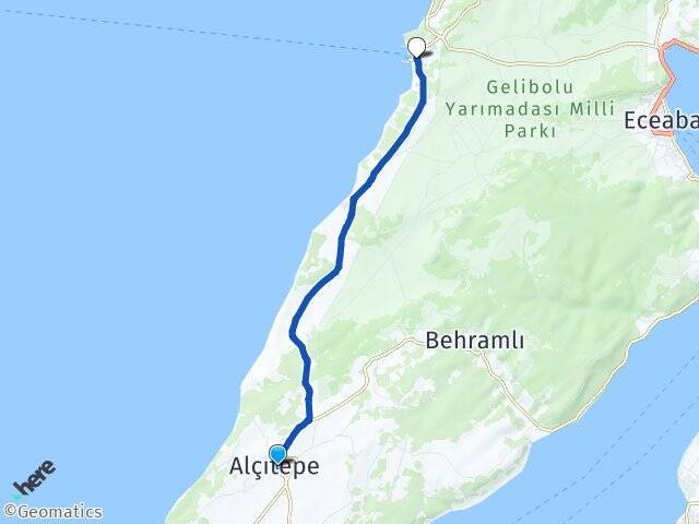 Alçıtepe Kabatepe Feribot Terminali Arası Kaç Km - Yol Tarifi