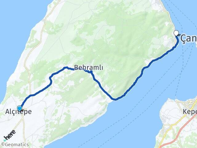 Alçıtepe Kilitbahir Feribot Terminali Arası Kaç Km - Yol Tarifi