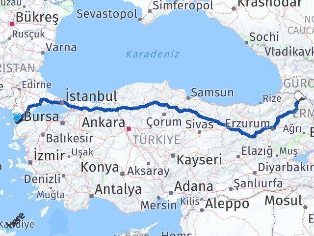 Çanakkale Eceabat Ardahan Arası Kaç Km - Yol Haritası