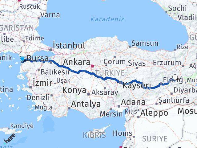 Çanakkale Eceabat Bingöl Arası Kaç Km - Yol Haritası