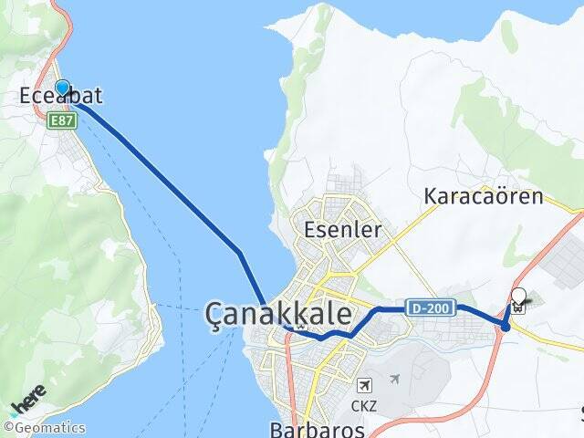 Eceabat Çanakkale Otogarı Arası Kaç Km - Yol Tarifi