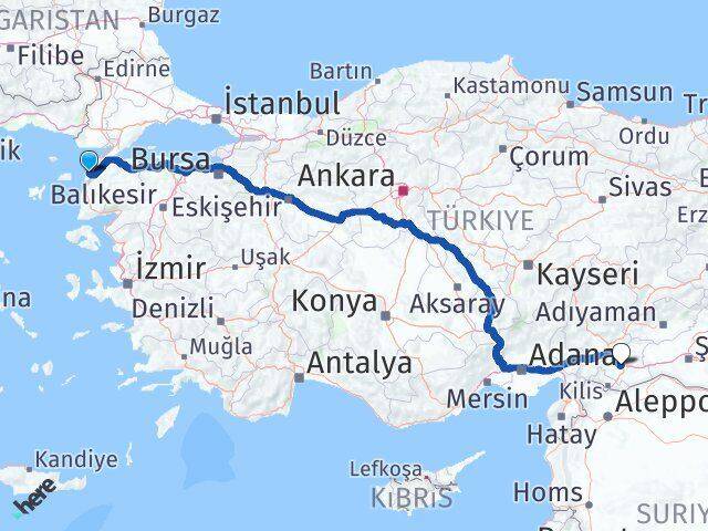 Çanakkale Eceabat Gaziantep Arası Kaç Km - Yol Haritası