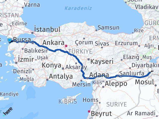 Çanakkale Eceabat Şırnak Arası Kaç Km - Yol Haritası