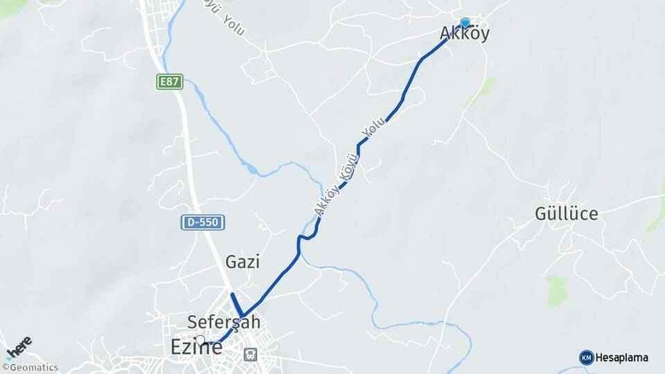 Akköy Ezine Arası Kaç Km - Yol Tarifi