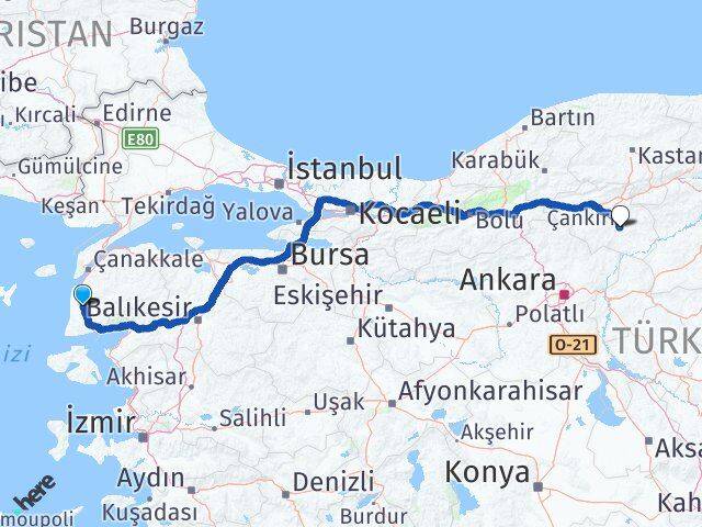 Ezine Çankırı Arası Kaç Km - Yol Tarifi
