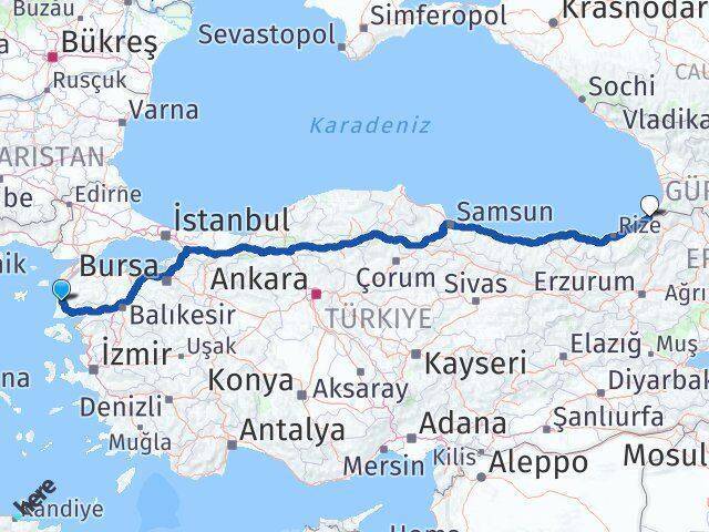 Danişment Hopa Arası Kaç Km - Yol Tarifi
