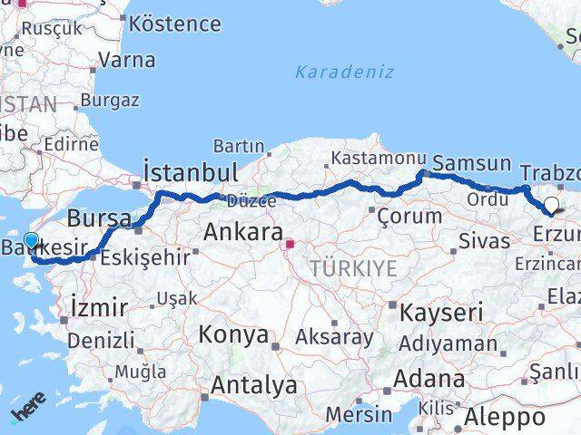 Çanakkale Ezine Gümüşhane Arası Kaç Km - Yol Haritası