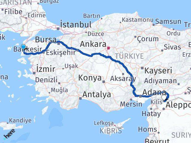 Çanakkale Ezine Kilis Arası Kaç Km - Yol Haritası